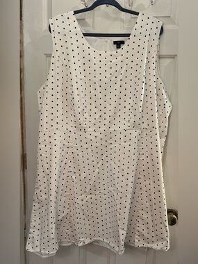 Ellos White and Black Polka Dot Mini Dress